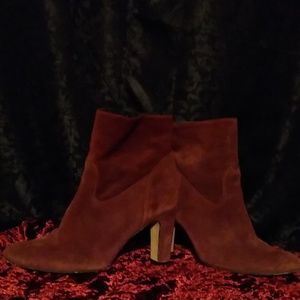 Maroon High-Heeled Booties Size 7